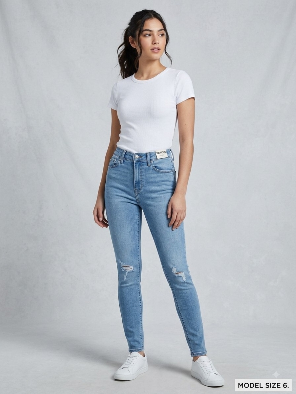 Denizen Levi's Light Wash Distressed High-Rise Skinny Ankle Jeans.  WP 23